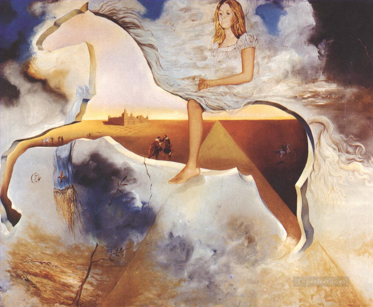 カルメン・ボルディウ・フランコの騎馬像 シュルレアリスム油絵